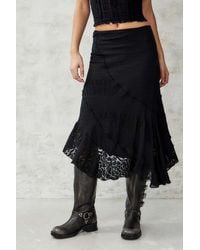 Urban Outfitters - Uo Black Asymmetrical Textured Prairie Midi Skirt - Lyst