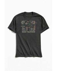 Urban Outfitters Mtv Floral Logo Tee - Gray