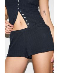 Out From Under - Black Pointelle Shorts - Lyst