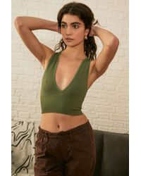Urban Outfitters Uo Josie Recycled Ribbed V-neck Vest - Green