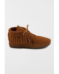 Minnetonka - Suede Classic Fringe Moccasin Boot - Lyst