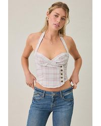 BDG - Marceline Asymmetric Wrap Button-Front Halter Top - Lyst