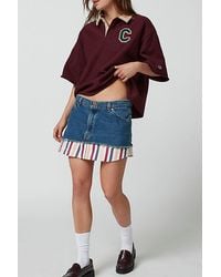 Urban Renewal - Remade Denim & Stripe Mini Skirt - Lyst