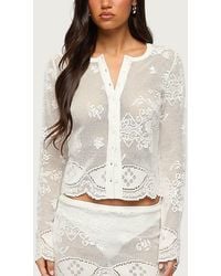 Edikted - Rusa Button Up Sheer Crochet Top - Lyst