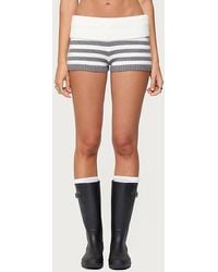Edikted - Saphi Striped Foldover Knit Shorts - Lyst