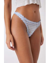 Out From Under - Gingham Frill Mesh Thong - Lyst