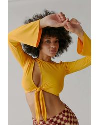 Urban Outfitters Uo Elle Keyhole Wrap Top - Yellow