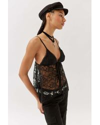 Urban Outfitters - Uo Roxie Sheer Lace Flyaway Cami - Lyst