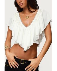 Edikted - Deena Ruffled V Neck Top - Lyst