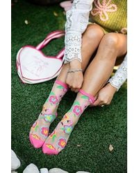 Sock Candy - Flamingo Floral Sheer Sock - Lyst