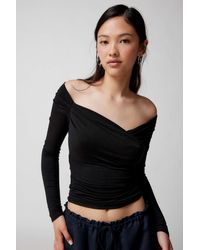 Urban Outfitters - Uo Sandy Off-the-shoulder Long Sleeve Top In Black,at - Lyst