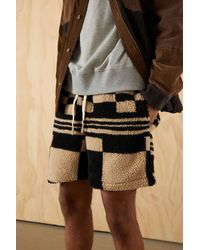 Urban Outfitters Uo Sherpa Checkerboard Volley Short - Black
