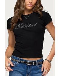 Edikted - Icon Rhinestone T Shirt Top - Lyst
