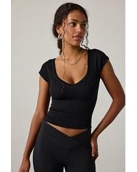 Out From Under - Jade Seamless Knit Cutout Short Sleeve Tee - Lyst