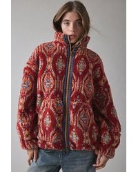 BDG - Mae Printed Piled Fleece Zip-Up Jacket - Lyst