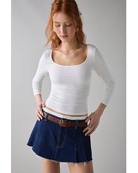 BDG - Andie 3/4 Sleeve Square Neck Cropped Tee Top - Lyst