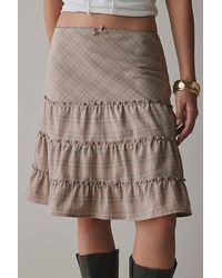Vintage & ReMADE by UO - Remade By Uo Remnants Tiered Plaid Knee-Length Skirt - Lyst