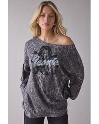 Urban Outfitters - Iconic Graphic Leopard Print Oversized Off-The-Shoulder Tee - Lyst