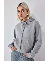 French Connection - Uo Exclusive Grey Zip-up Hoodie - Lyst