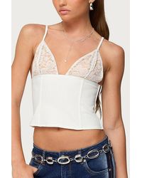 Edikted - Keesha Lacey Boned V Neck Top - Lyst