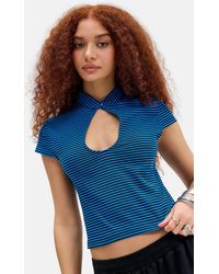 Lioness - Bloom Peephole Stripe Cap Sleeve Baby Tee - Lyst