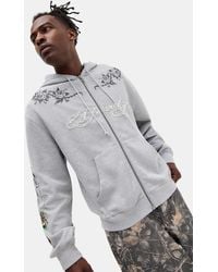 Ed Hardy - Uo Exclusive Grey Rose Waffle Hoodie - Lyst