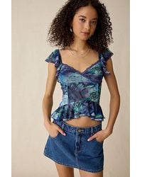 Kimchi Blue - Night Bloom Flutter Sleeve Peplum Blouse - Lyst