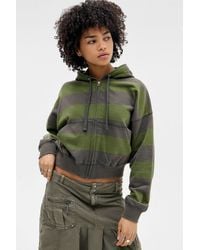BDG - Khaki Easy Stripe Zip-through Hoodie - Lyst