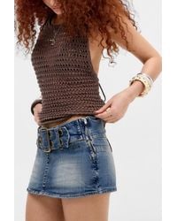 BDG - Maia Eyelet Belted Mini Skort - Lyst