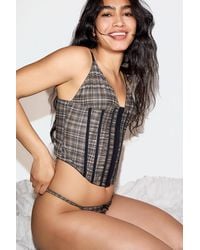 Out From Under - Check Ruched Hook & Eye Corset Top - Lyst