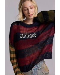 The Ragged Priest - Embroidered Graphic Mixed Stripe Sweater - Lyst