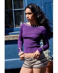Urban Outfitters - Uo Shell Button Bardot Jumper - Lyst