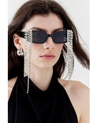 Urban Outfitters - Rhinestone Fringe Rectangle Sunglasses - Lyst