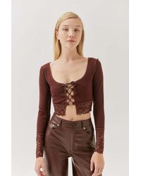 Urban Outfitters - Uo Nikko Lace Long Sleeve Top - Lyst