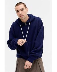 Champion - Uo Exclusive Navy Knit Hoodie - Lyst