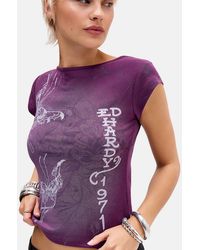 Ed Hardy - Uo Exclusive Butterflies Slash Neck Tee - Lyst