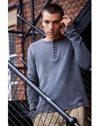 Jaded London - Charcoal Waffle Henley Long Sleeve Tee - Lyst