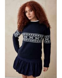 Motel - Namirta Knitted Fairisle Bow Jumper - Lyst