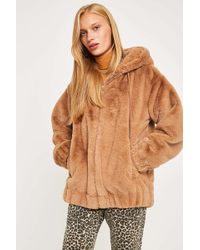 Urban Outfitters Uo Tan Faux Fur Hooded Bomber Jacket - Brown