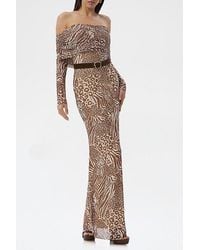 AFRM - Thelma Mesh Off-The-Shoulder Long Sleeve Maxi Dress - Lyst