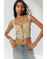 Guess - Go Aged Denim Bustier Top - Lyst