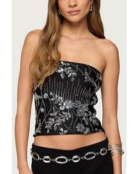 Edikted - Zelda Bead & Sequin Strapless Top - Lyst
