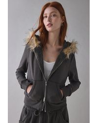 Out From Under - Bundle Up Faux Fur Trim Zip-Up Hoodie Sweatshirt - Lyst
