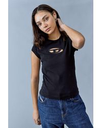 DIESEL - Black T-angie Oval D T-shirt Top - Lyst