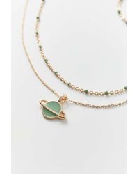 Urban Outfitters Enamel Icon Layer Necklace Set - Green
