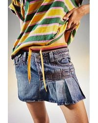 Jaded London - Side-Pleated Denim Mini Skirt - Lyst