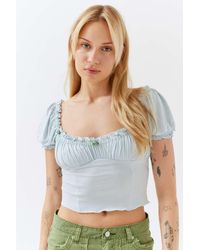 Urban Outfitters Uo Fifi Ruched Cropped Top - White