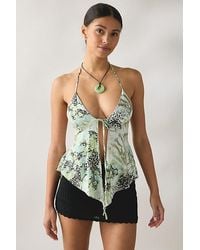 Kimchi Blue - Leila Tie-Front Flyaway Hanky Hem Halter Top - Lyst
