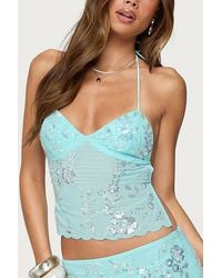 Edikted - Nelley Backless Beaded Sequin Chiffon Top - Lyst