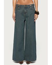 Edikted - Button Pinstripe Low Rise Baggy Jean - Lyst